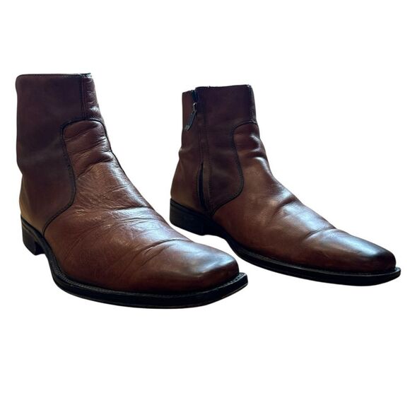 Kenneth Cole Burnished Leather Ankle Boots - Picture 8 of 10